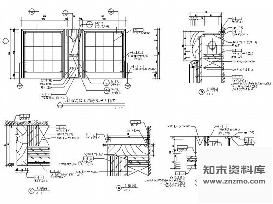 图块/节点客房双人房床头板大样图