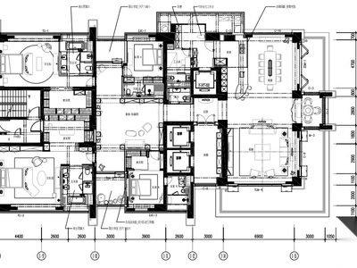 [深圳]邱德光｜前海中心现代中式风格住宅设计施工图 平层