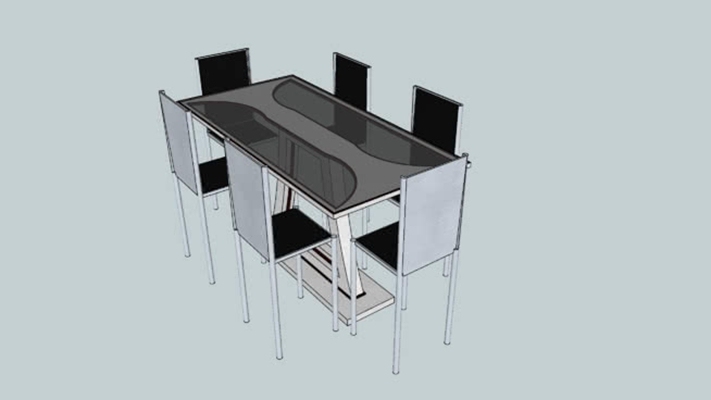 餐桌椅组合 草图大师模型