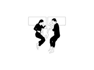 家装人体工程学尺图 人物一家三口躺着