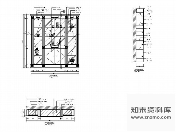 图块/节点餐厅装饰柜立面详图 柜类 家具节点详图