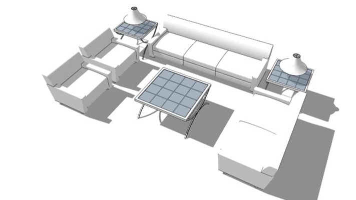 沙发茶几组合 草图大师模型