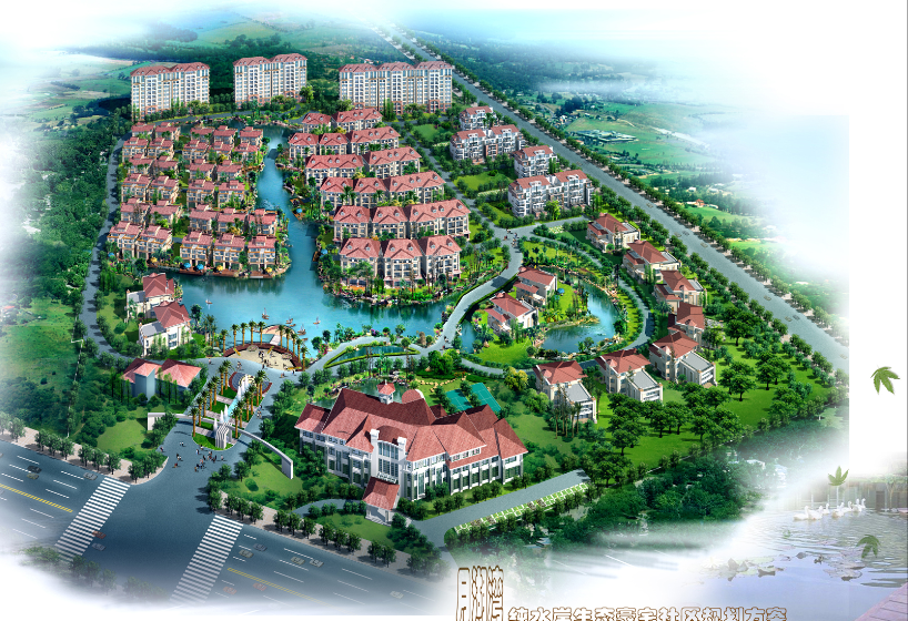 [广东]东莞月湖湾纯水岸生态豪宅社区规划建筑设计方案文...