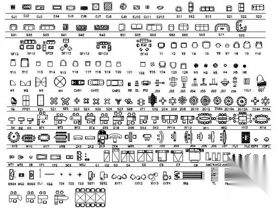 全套室内家具平面图库CAD图块下载