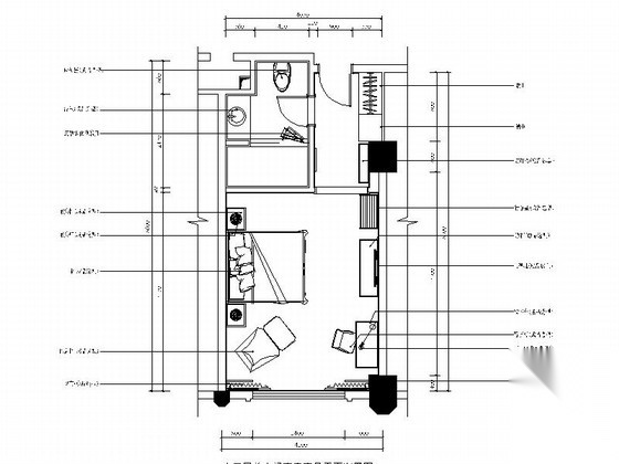 [广东]酒店欧式客房单人间装修CAD施工图（含效果） 客房