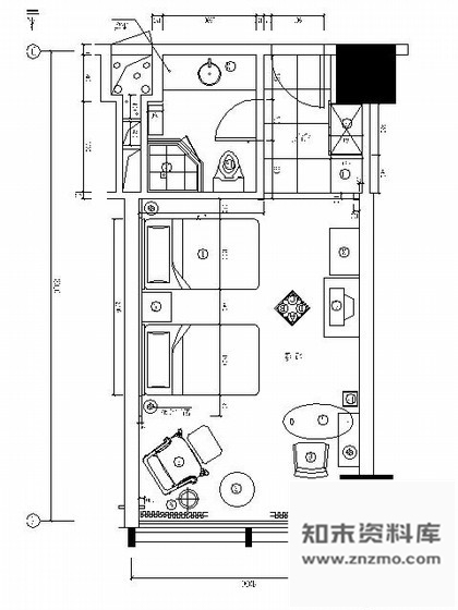 施工图五星酒店标准双人房施工图