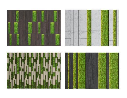 现代绿植背景墙 造型墙 背景墙