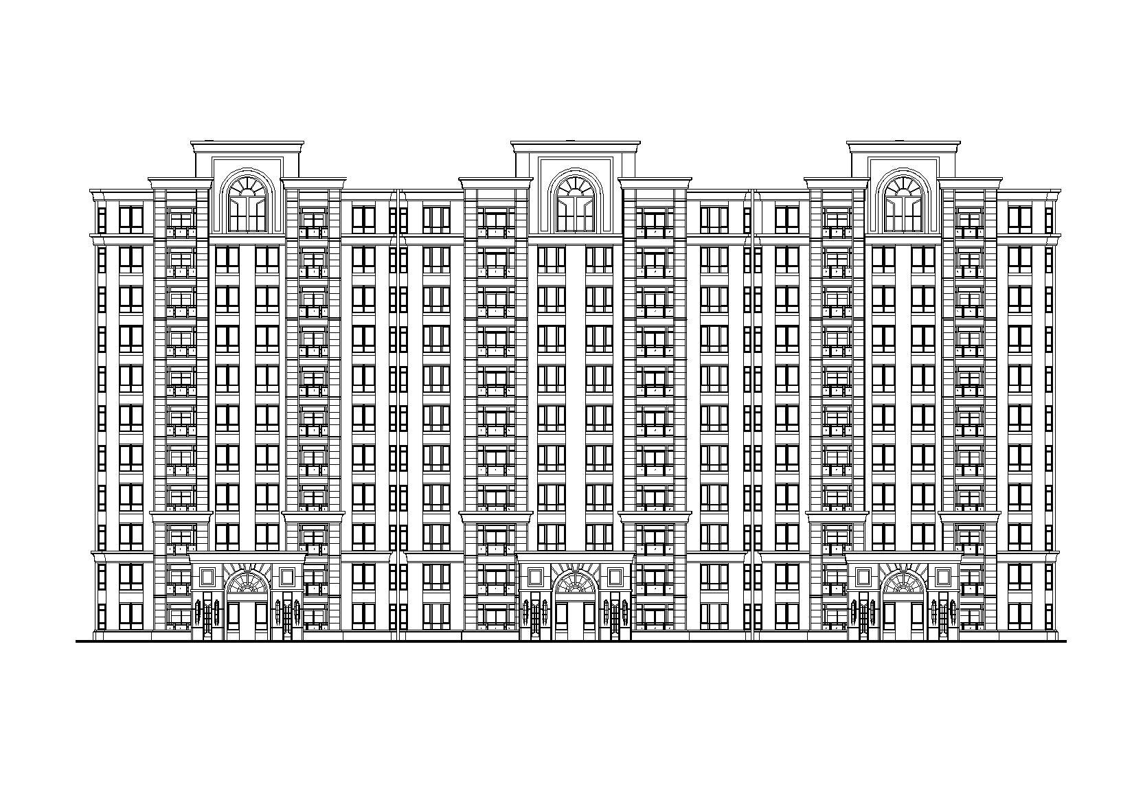 [江苏]11层现代风格联排住宅楼建筑设计方案图