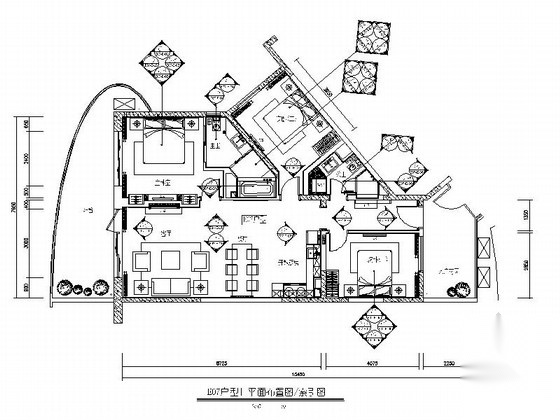 [海南]度假中心新中式三居室样板房装修图（含效果及手绘... 平层