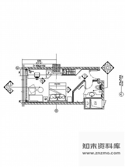 施工图酒店双人房室内装修图