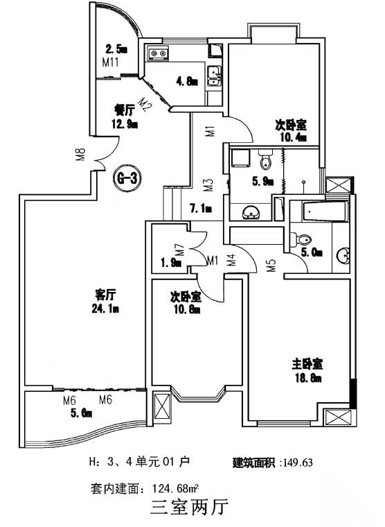 100个住宅经典户型平面图