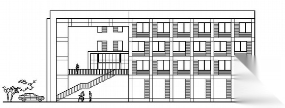 某四层银行办公楼建筑方案图