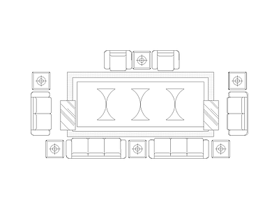 工装办公家具图块 大型整套沙发