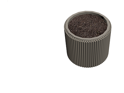 带孔洞装饰的圆柱花盆