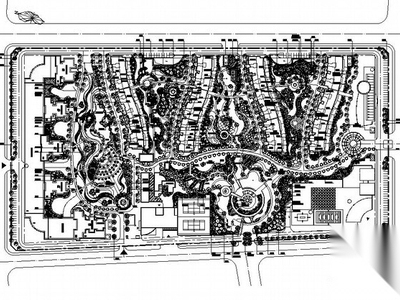 某居住区植物种植施工总图 居住区景观