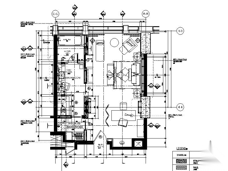 [北京]五星级酒店豪华B1型套房样板间施工图 客房