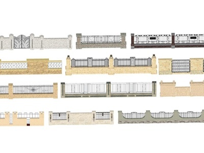 现代铁艺围墙 直线 围墙 格栅