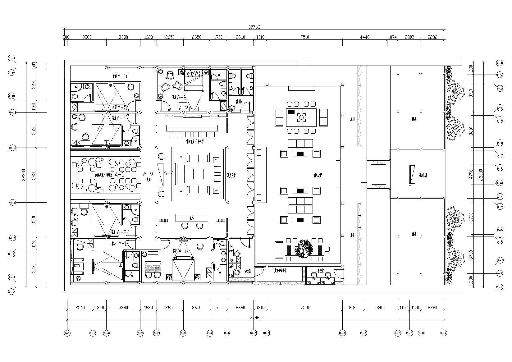 [福建]泉州安民客栈装修工程施工图+效果图