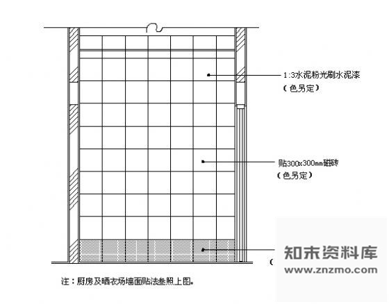 图块/节点茶水间墙面磁砖贴法示意图 墙面通用节点 墙面通用节点