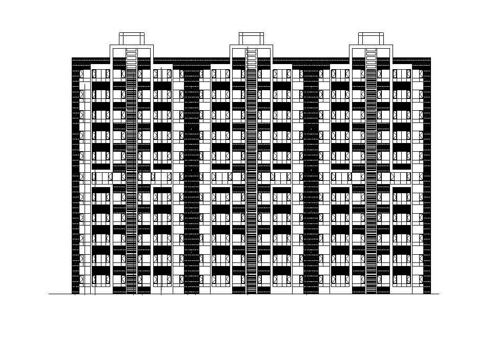 [宁夏]九层一梯三户塔式剪力墙住宅建筑施工图