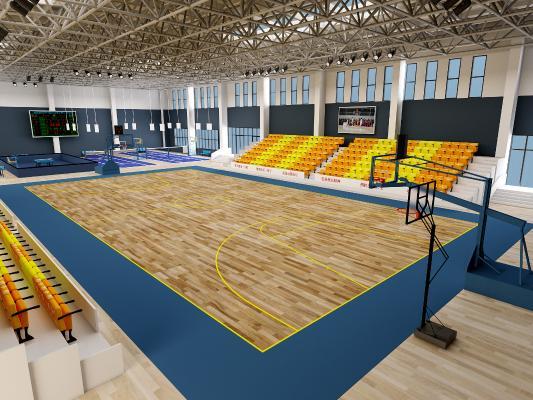 现代篮球馆 体育场 乒乓球馆 羽毛球馆 篮球架 裁判椅 看台 记分牌 体育馆
