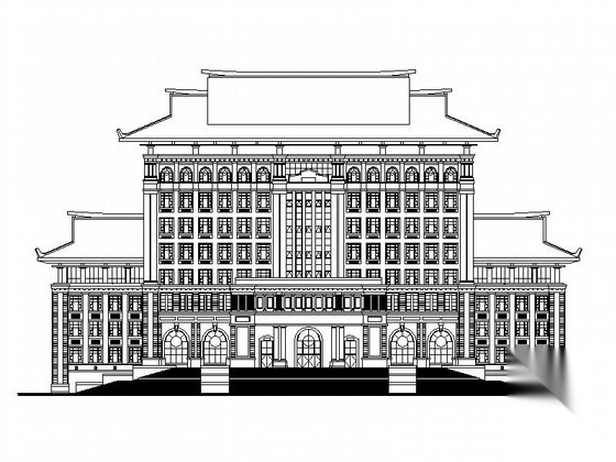 [厦门]某知名大学九层中式风格图书馆建筑方案图