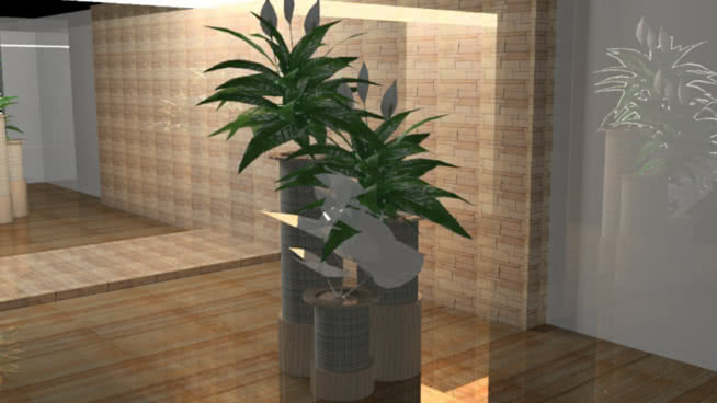 室内植物圆 滑动 日式木障 垫