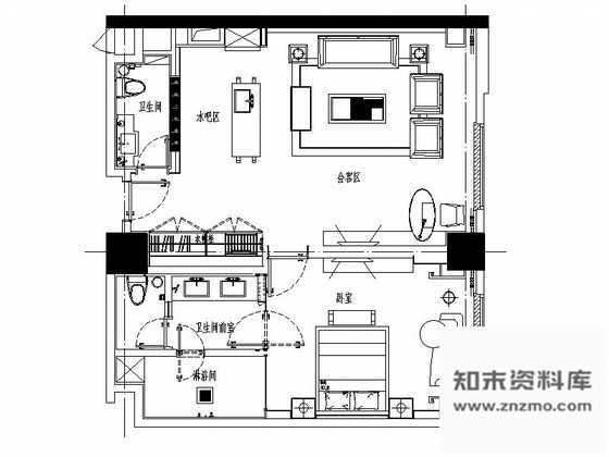 施工图精品著名酒店现代风格董事长套房室内装修施工图含效果