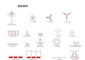 室外健身器材cad平立面图