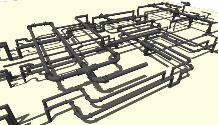 工业风格管道 水管 管网 裸顶管道