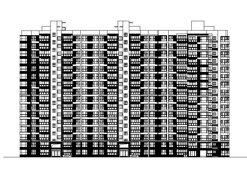 [江西]高层条状对称布局住宅楼建筑施工图