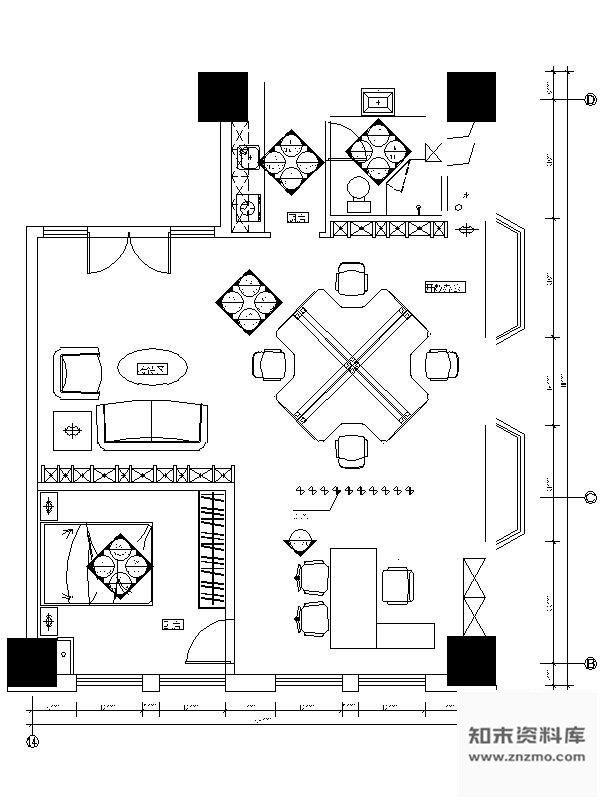 施工图商务港SOFT户型装饰工程图