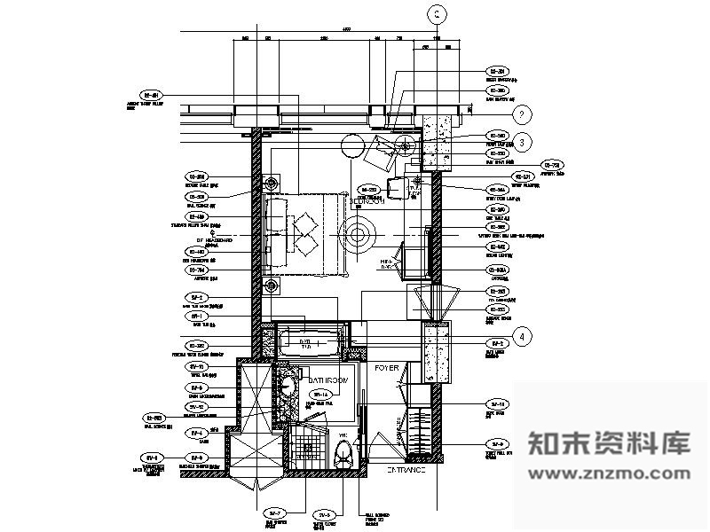 施工图五星级酒店标准客房单人间施工图