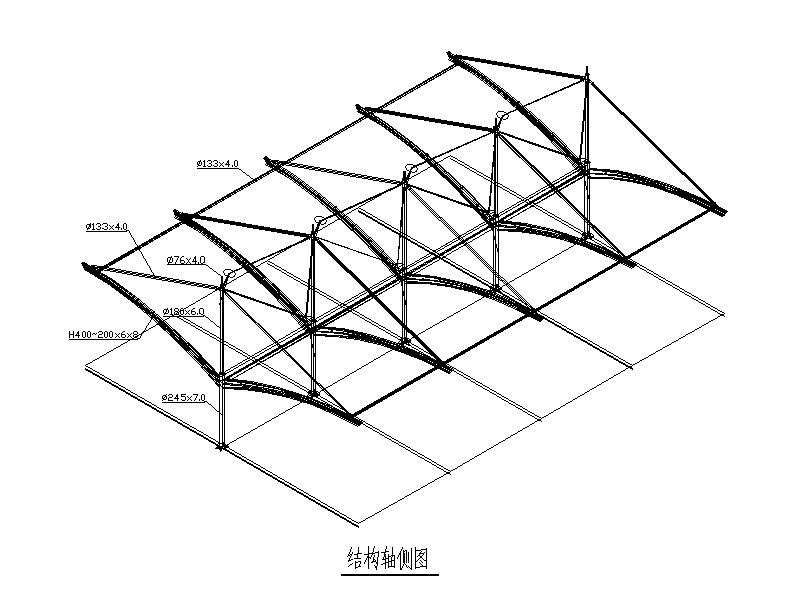 救护车车棚膜结构施工图（图纸齐全，2011）