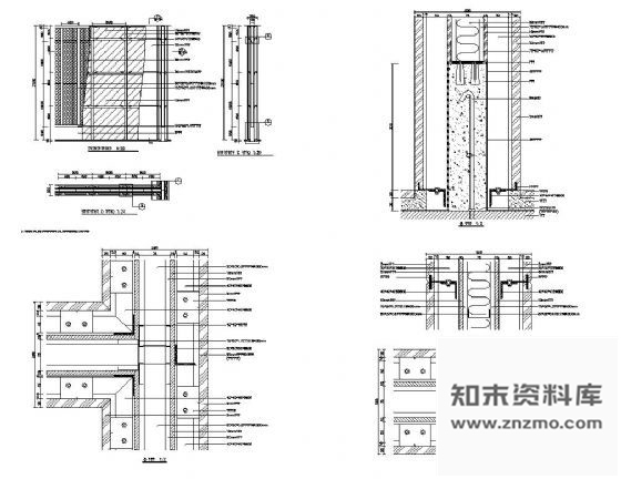 图块/节点双面石材防水墙体详图 墙面通用节点