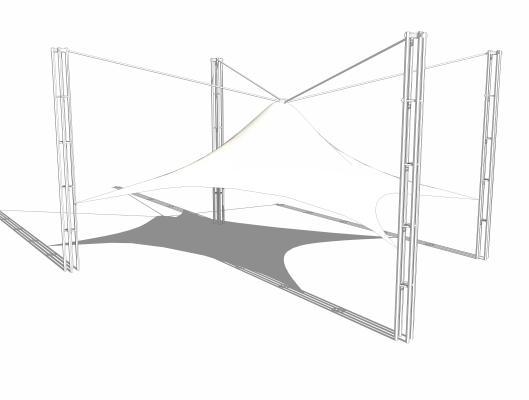 现代风格遮阳棚 白色张拉膜 商场异形遮阳棚