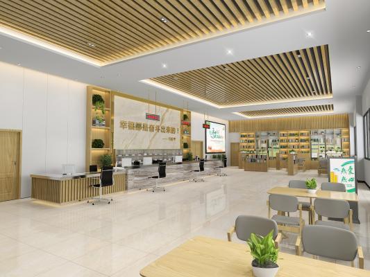 现代居委会社区 办公大厅 读书区 背景墙 消防器材 社区文化