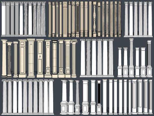 欧式罗马柱 柱子 柱头 建筑构件