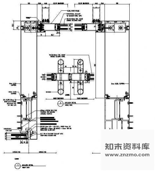 图块/节点平开门与单元幕墙连接节点 节点 结构节点图