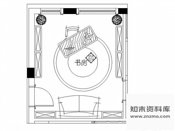 图块/节点豪华别墅书房设计立面图