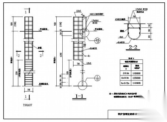 某带护笼钢直爬梯节点构造详图 混凝土节点