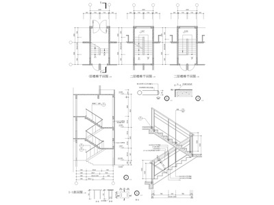 44个普通建筑楼梯节点剖面详图 建筑通用节点