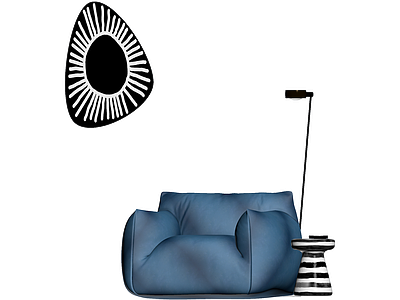 蓝色沙发与装饰组合