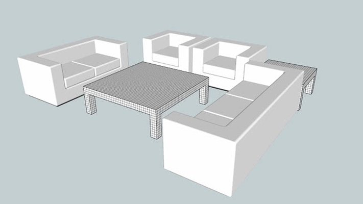 沙发茶几组合 草图大师模型