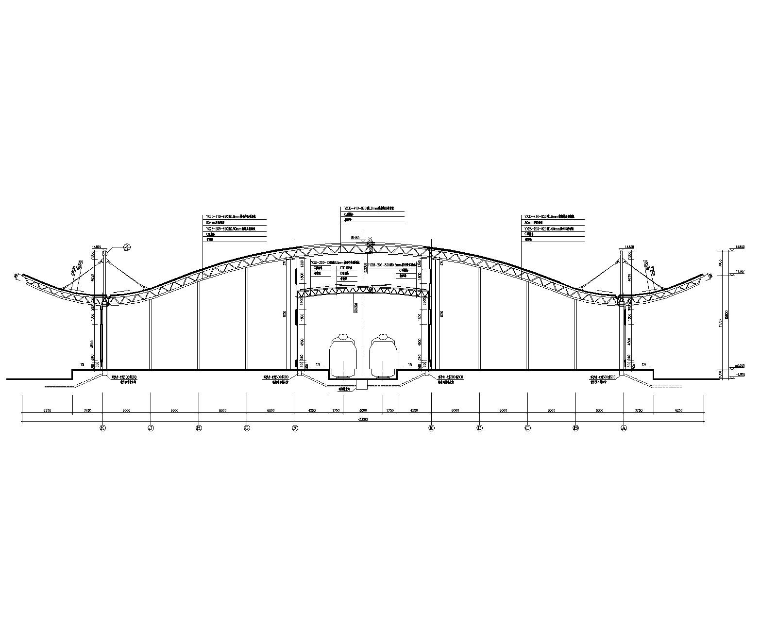 大型钢结构仓库桁架屋面结构施工图（CAD） 结构节点图