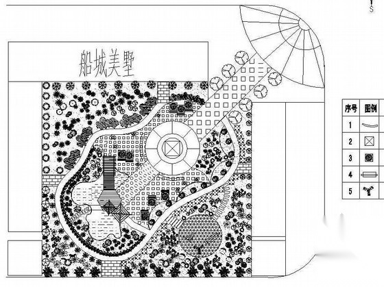 资中某别墅区前绿地景观设计施工图