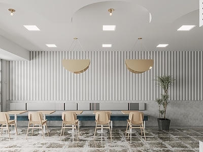 现代奶茶店 单层