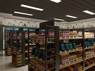 超市  便利店 商品 货架 生活用品区