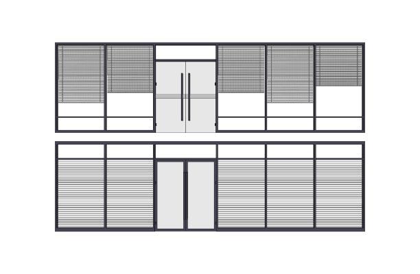 现代风格隔断 玻璃门 百叶窗