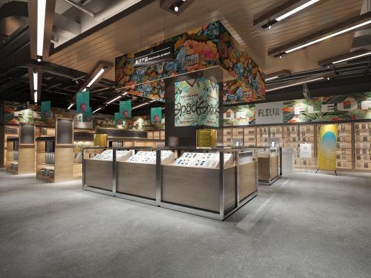 现代电子商品展示区 电子产品展柜 商场展区